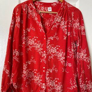 Like New Women's GAP Orange Floral Blouse, size XS